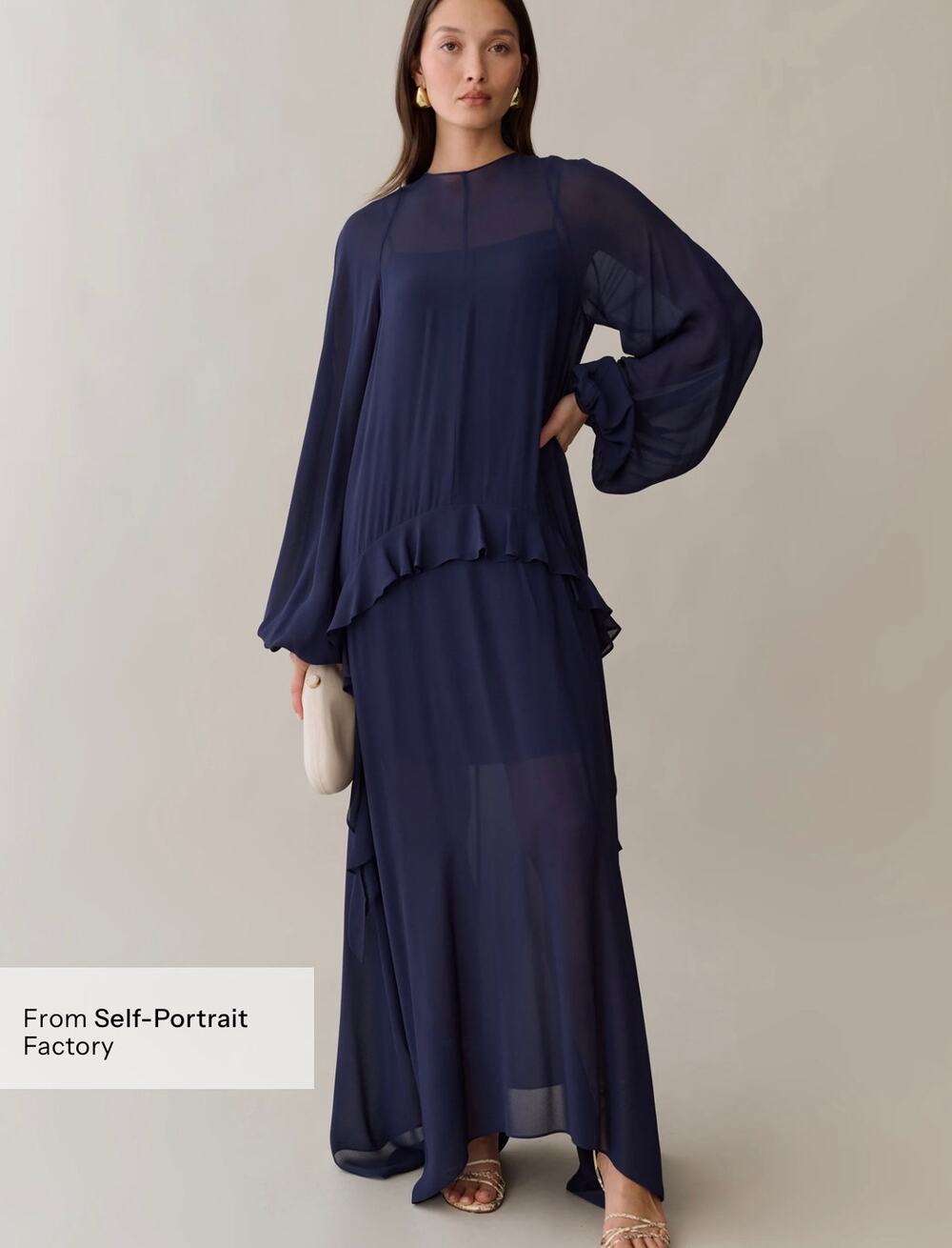 New few Moda O.P.T east navy blue dress $322 sz M